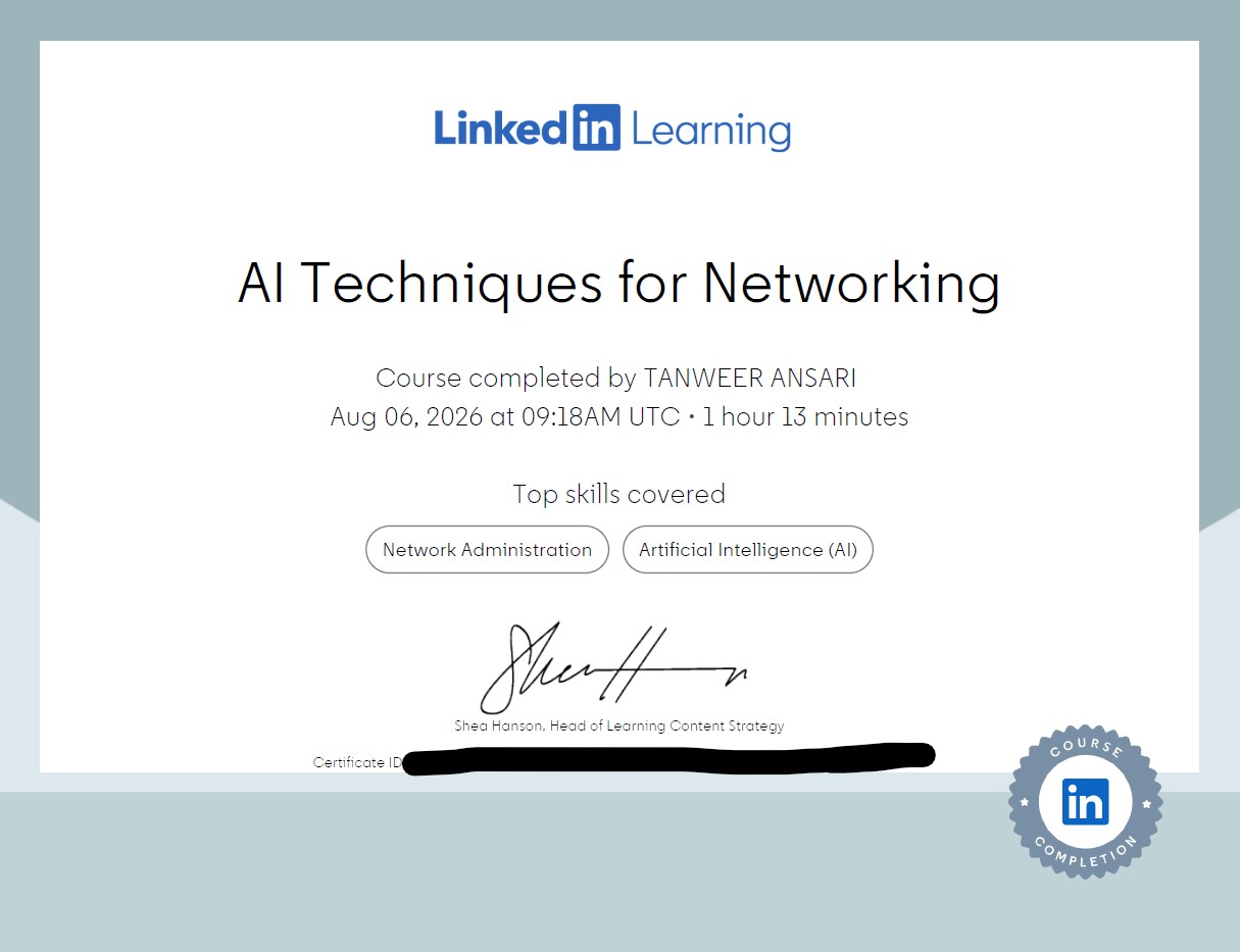 AI Techniques for Networking Certificate