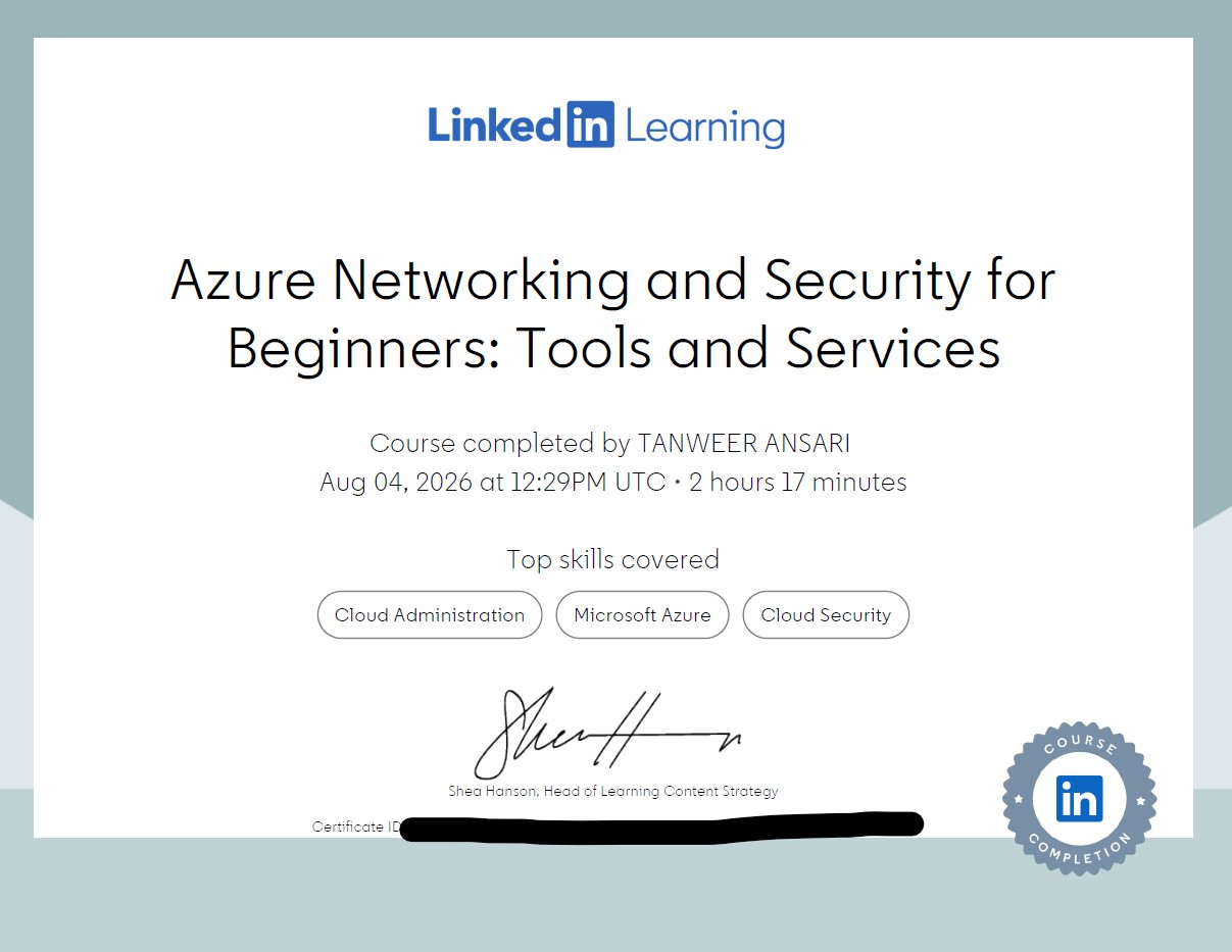 Azure Networking and Security Certificate