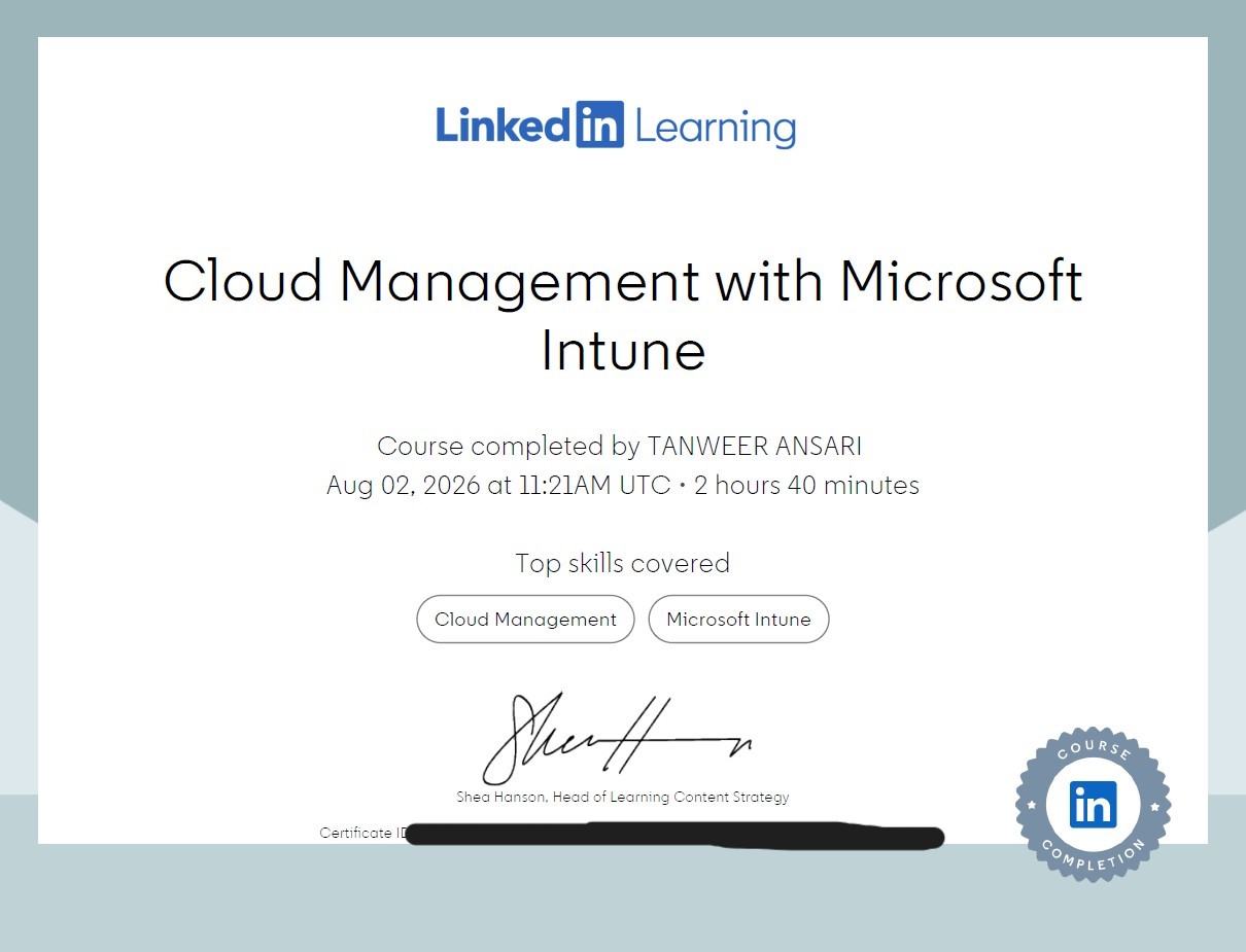Microsoft Intune Cloud Management Certificate