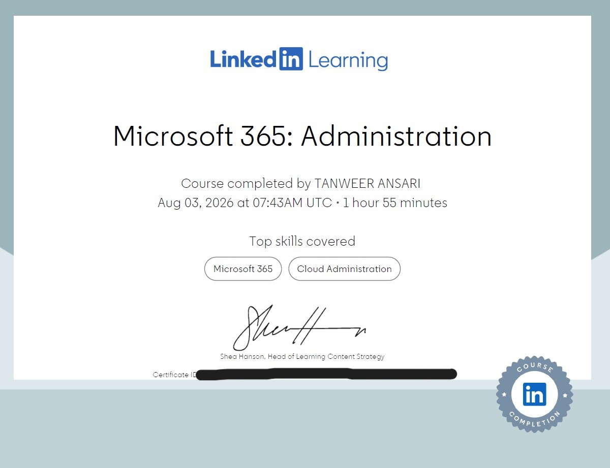 Microsoft 365 Administration Certificate