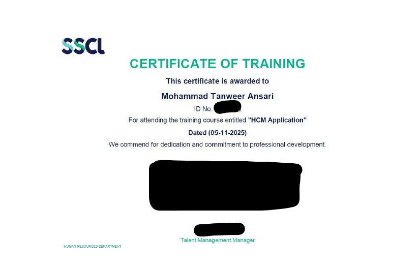 HCM Certificate