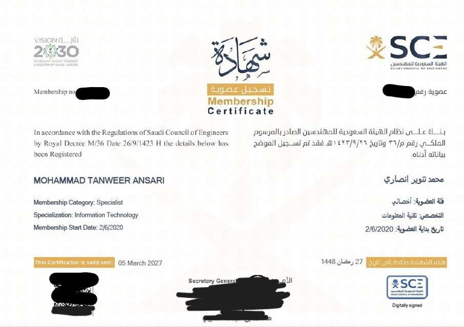 SCE Certificate
